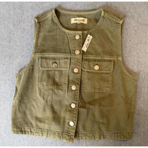 Madewell Cropped Vest Airy Denim Collection Women's Green Size Small NWT